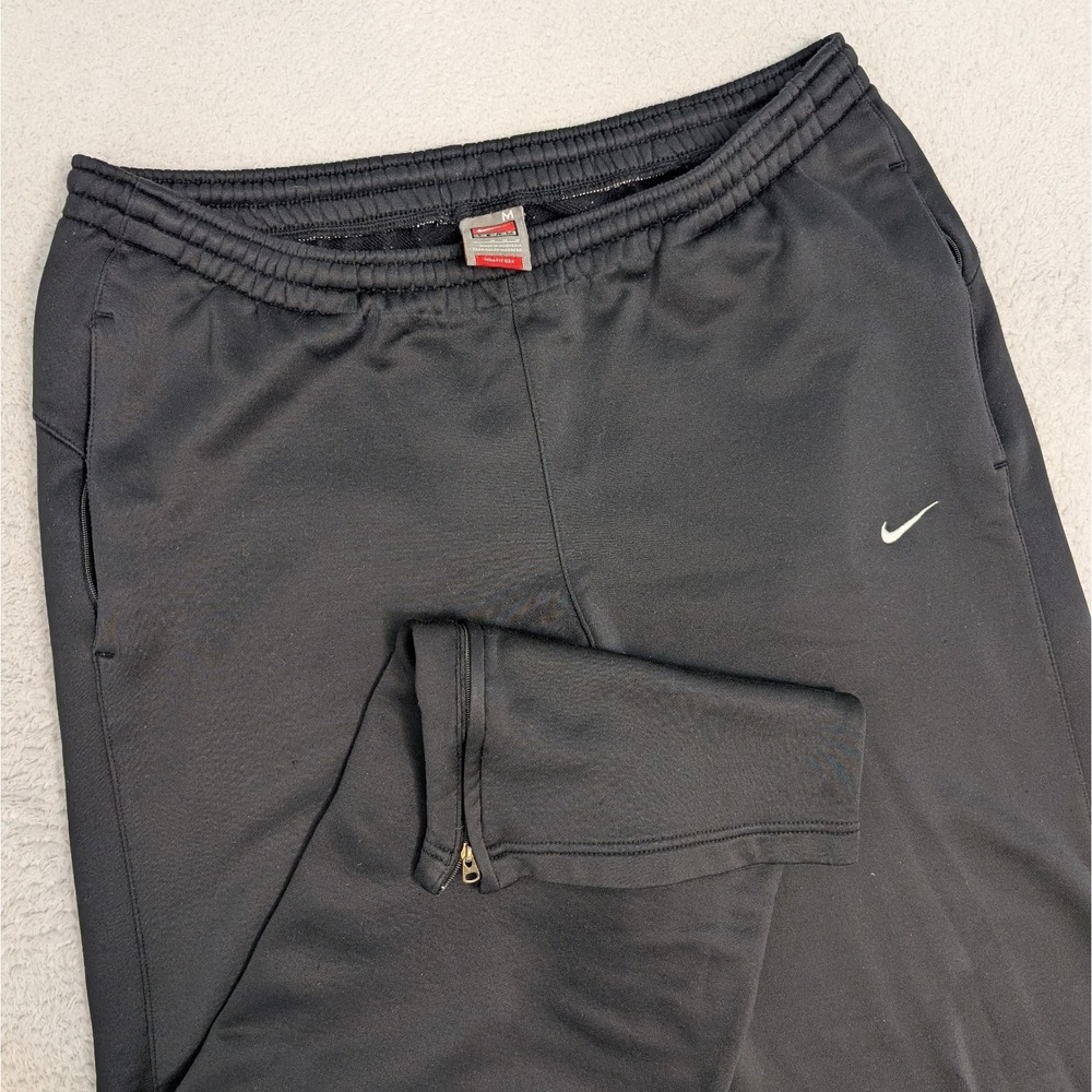 Nike Team Men's Vintage Sweatpants - Size Medium Black Zip Ankle